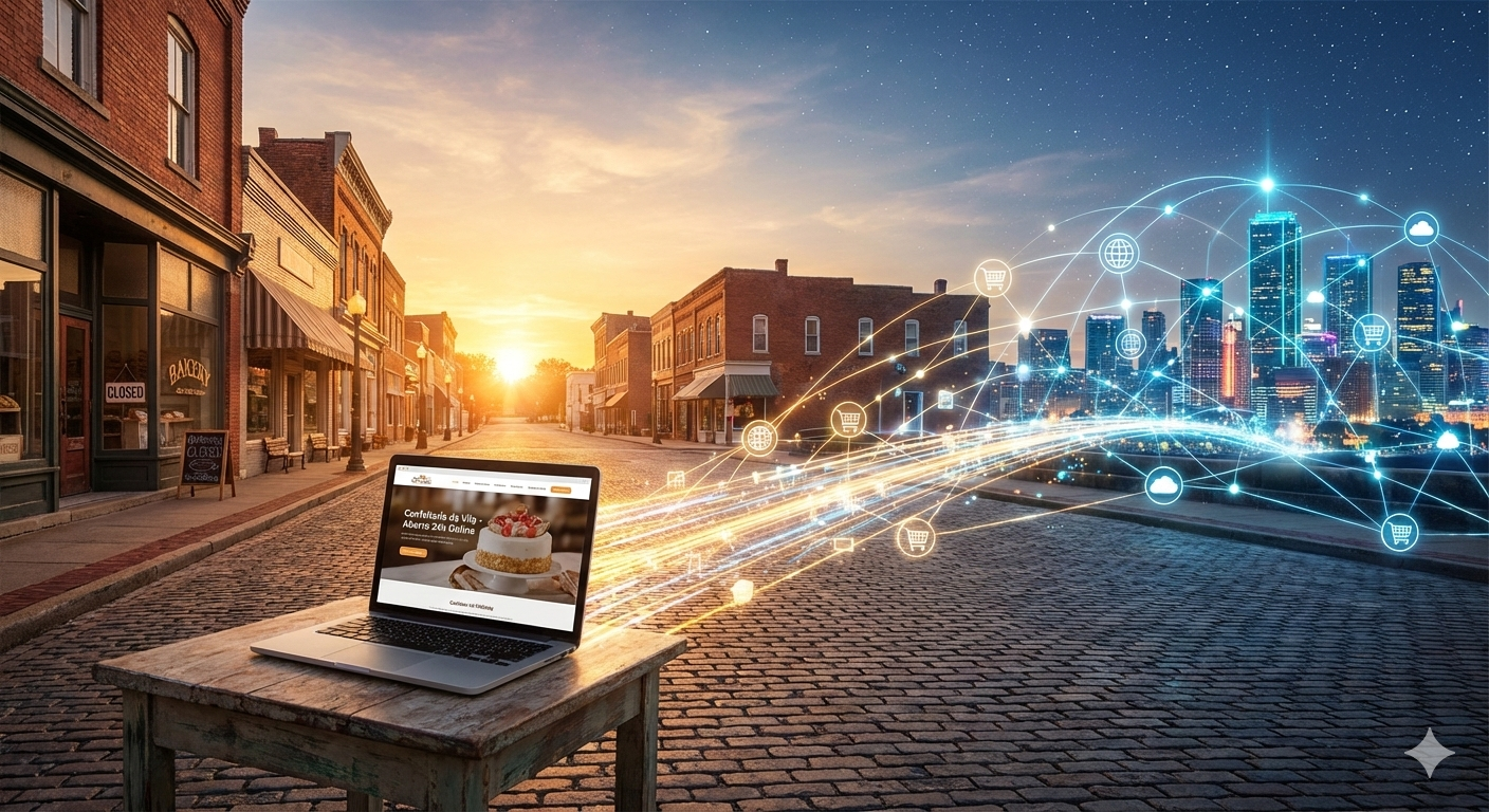 Além da Vitrine Física: A Urgência de um Site para PMEs em Cidades Menores